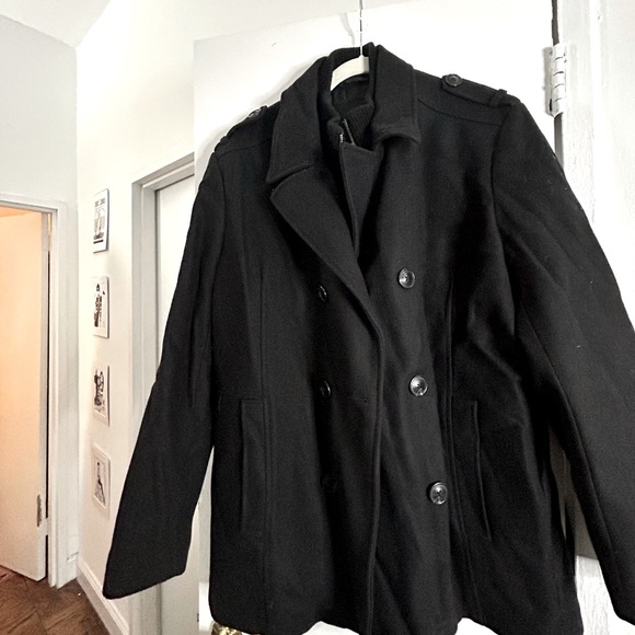 MENS Marc New York wool pea coat! Comes w an installed zip up sweater underneath - Picture 3 of 3